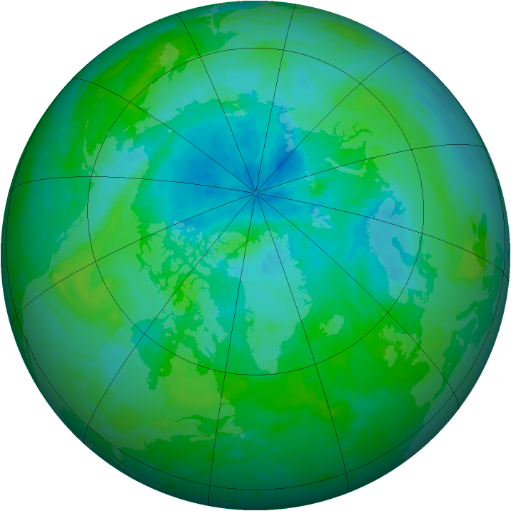 Arctic ozone map for 27 August 2000